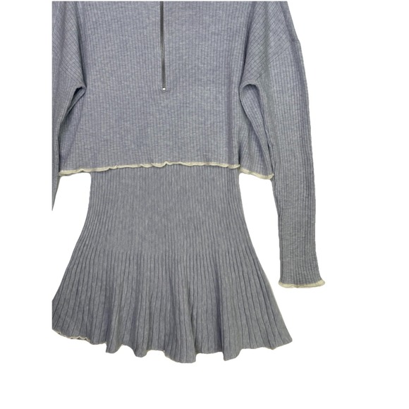 Daily Practice by Anthropologie Miles Sweater Dress 1/4 Zip Gray Blue Size M - Picture 6 of 10
